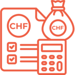 Planification budgétaire 2026 – Papier, calculette et CHF Illustration papier, calculette et sac de francs suisses CHF symbolisant la planification budgétaire et l’alignement stratégique 2026 pour PME.